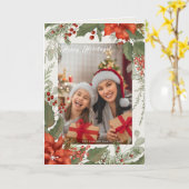 kerstFeestdagen Floral Lijst Fotovakkaart Kaart (Gele Bloem)