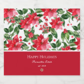 kerstFeestdagen Gepersonaliseerd Poinsettia Patroo Sparkling Wijnetiket (Enkel label)