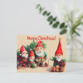 Kerstfeestdagen Gnomen Briefkaart (Staand voorkant)