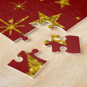 KerstFeestdagen Gold Stars Kandle personaliseren Legpuzzel (Zijkant)