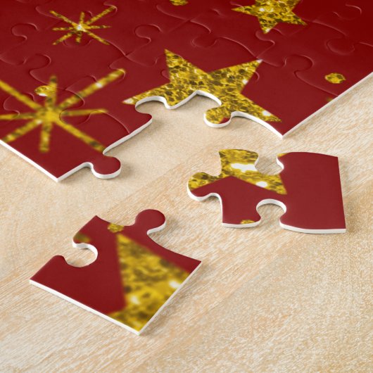 KerstFeestdagen Gold Stars Kandle personaliseren Legpuzzel (Zijkant)