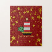 KerstFeestdagen Gold Stars Kandle personaliseren Legpuzzel (Verticaal)
