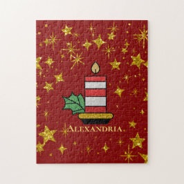 KerstFeestdagen Gold Stars Kandle personaliseren Legpuzzel