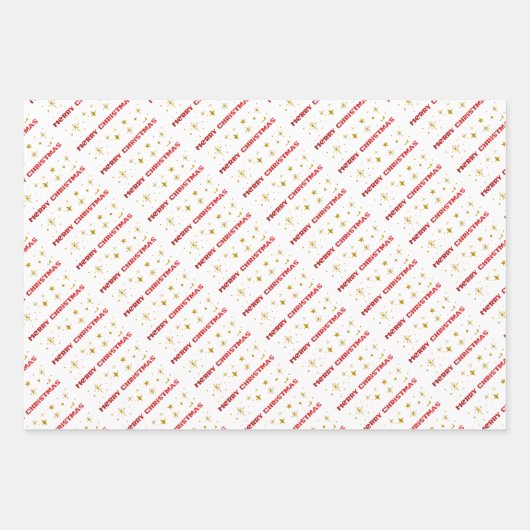 kerstFeestdagen Gold Stars Kandles Glitter Wrap Inpakpapier Vel (Voorkant 3)