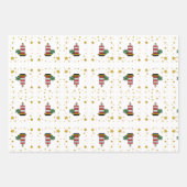 kerstFeestdagen Gold Stars Kandles Glitter Wrap Inpakpapier Vel (Voorkant 2)