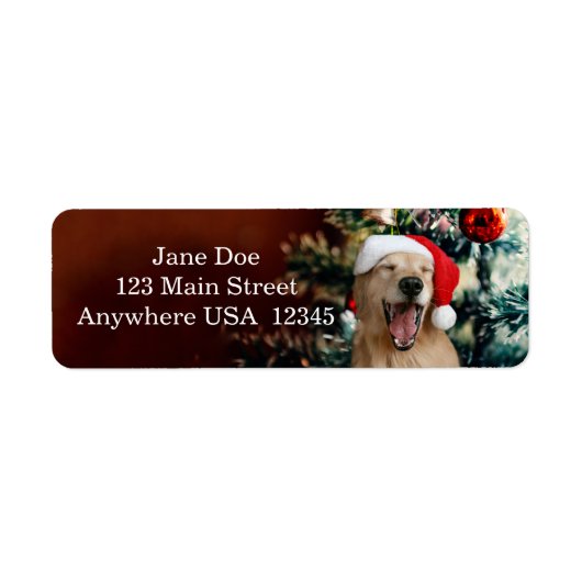 kerstFeestdagen Golden Retriever Aangepast Etiket (Voorkant)