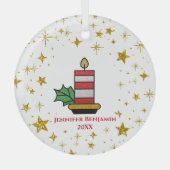 KerstFeestdagen Goudsterren Kandle Glitter Glas Ornament (Voorkant)