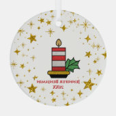 KerstFeestdagen Goudsterren Kandle Glitter Glas Ornament (Achterkant)