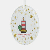 KerstFeestdagen Goudsterren Kandle Glitter Glas Ornament (Voorkant links)