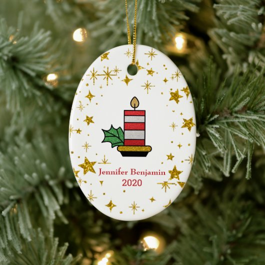 KerstFeestdagen Goudsterren Kandle Glitter Keramisch Ornament (Boom)