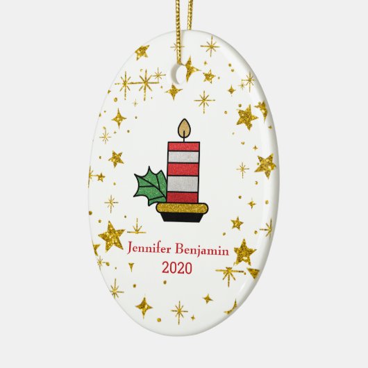 KerstFeestdagen Goudsterren Kandle Glitter Keramisch Ornament (Links)