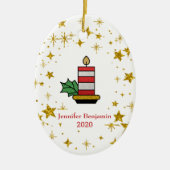 KerstFeestdagen Goudsterren Kandle Glitter Keramisch Ornament (Voorkant)