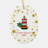 KerstFeestdagen Goudsterren Kandle Glitter Keramisch Ornament (Achterkant)