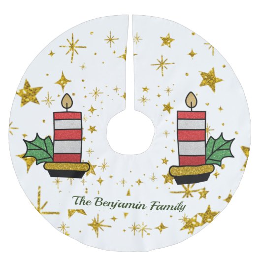 KerstFeestdagen Goudsterren Kandle Glitter Kerstboom Rok (Voorkant)