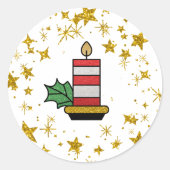 KerstFeestdagen Goudsterren Kandle Glitter Ronde Sticker (Voorkant)