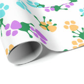 KerstFeestdagen, groene handdruk en poten Cadeaupapier (Rol Hoek)