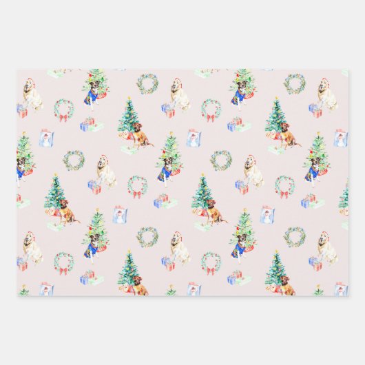 Kerstfeestdagen honden inpakpapier vel (Voorkant 2)