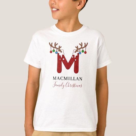 Kerstfeestdagen in monogram - Aanpassingsfamilie T-shirt (Voorkant)