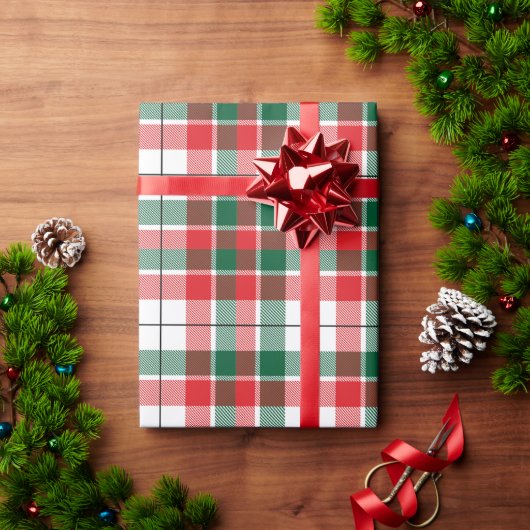 Kerstfeestdagen in Red Green Pattern Cadeaupapier (Feestdagen Geschenken)