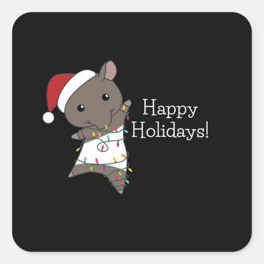 Kerstfeestdagen in Tapir Vierkante Sticker (Voorkant)