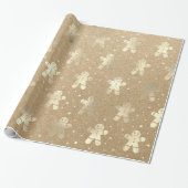 kerstFeestdagen Ivory Gingerbrood Man Kraft Joy Cadeaupapier (Uitgerold)