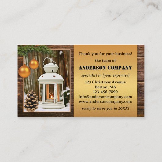 kerstFeestdagen Kantoor Dank u Visitekaartje (Achterkant)