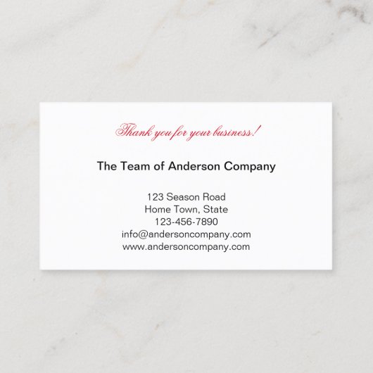 kerstFeestdagen Kantoor Dank u Visitekaartje (Achterkant)