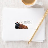 Kerstfeestdagen Koeien in Santa Hat en Antlers Etiket (Insitu)