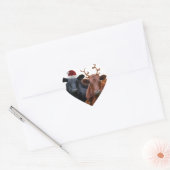 Kerstfeestdagen Koeien in Santa Hat en Antlers Hart Sticker (Envelop)