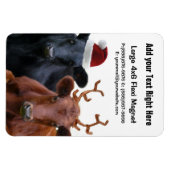 Kerstfeestdagen Koeien in Santa Hat en Antlers Magneet (Horizontaal)