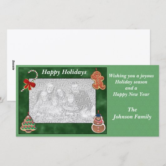 kerstfeestdagen koekjes met snoeprietfotokaart feestdagenkaart (Voorkant / Achterkant)