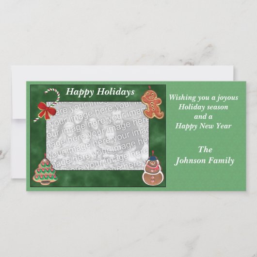 kerstfeestdagen koekjes met snoeprietfotokaart feestdagenkaart (Voorkant)