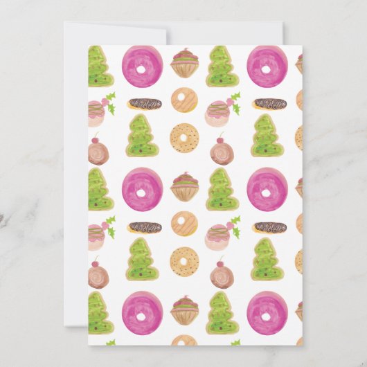 Kerstfeestdagen Koekjes met waterkleurige hand Kaart (Achterkant)