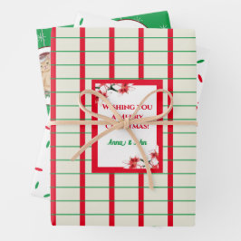 Kerstfeestdagen Koekjes Poinsettia Cat Inpakpapier Vel