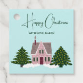 Kerstfeestdagen Labels met bomen (Voorkant)