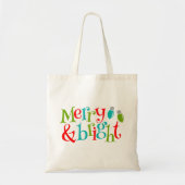 kerstFeestdagen Merry en Bright Typografie Tote Bag (Voorkant)