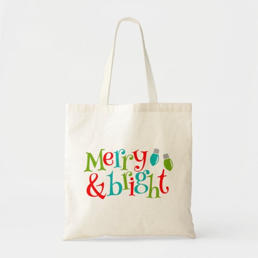 kerstFeestdagen Merry en Bright Typografie Tote Bag (Voorkant)