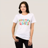 kerstFeestdagen Merry en Bright Typografie Tri-Blend Shirt (Voorkant volledig)