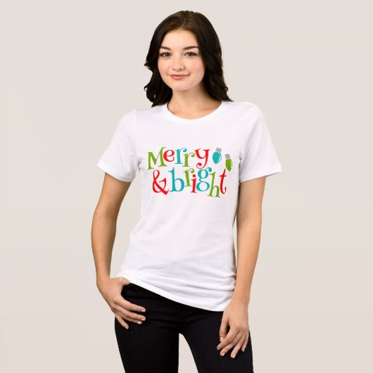 kerstFeestdagen Merry en Bright Typografie Tri-Blend Shirt (Voorkant volledig)