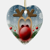 Kerstfeestdagen met een echte rendieren keramisch ornament (Rechts)