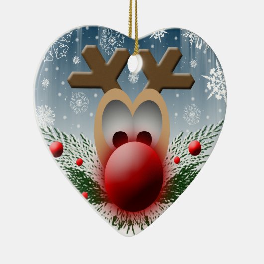 Kerstfeestdagen met een echte rendieren keramisch ornament (Rechts)