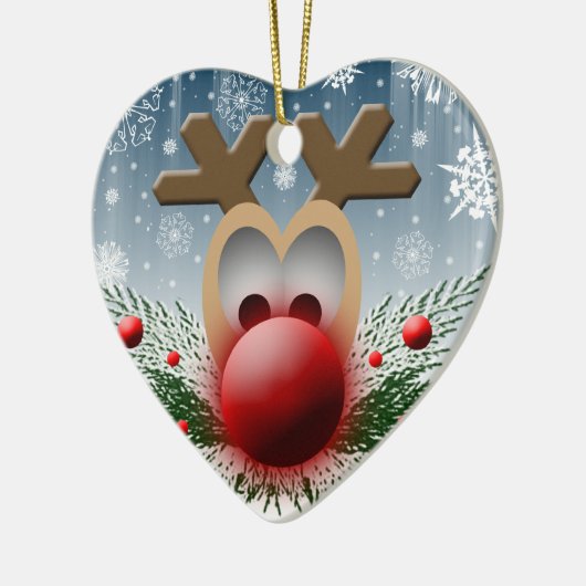 Kerstfeestdagen met een echte rendieren keramisch ornament (Links)