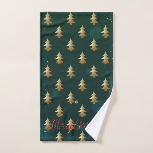 Kerstfeestdagen met gouden kerstbomen bad handdoek (Handdoek)