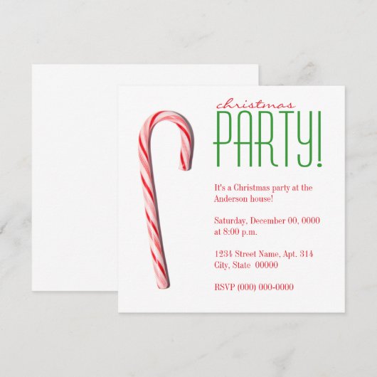 kerstfeestdagen met snoepriet kaart (Voorkant / Achterkant)