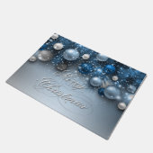 Kerstfeestdagen - Ornamenten met blauwe ogen Deurmat (Schuin)