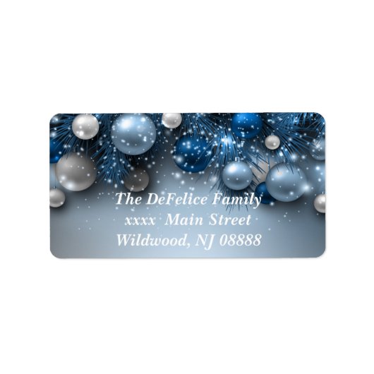 Kerstfeestdagen - Ornamenten met blauwe ogen Etiket (Voorkant)