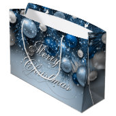 Kerstfeestdagen - Ornamenten met blauwe ogen Large Cadeautasje (Achterkant Gekanteld)