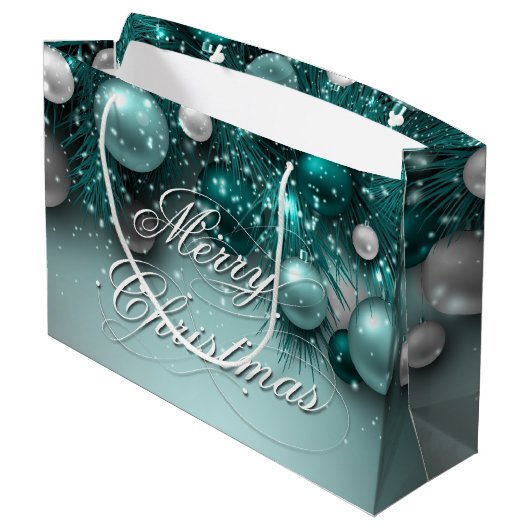 Kerstfeestdagen - Ornamenten - Teals Large Cadeautasje (Achterkant Gekanteld)
