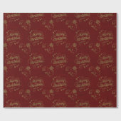 kerstfeestdagen, rood script cadeaupapier (Vlak)