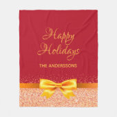 KerstFeestdagen roos gouden rood Fleece Deken (Voorkant)